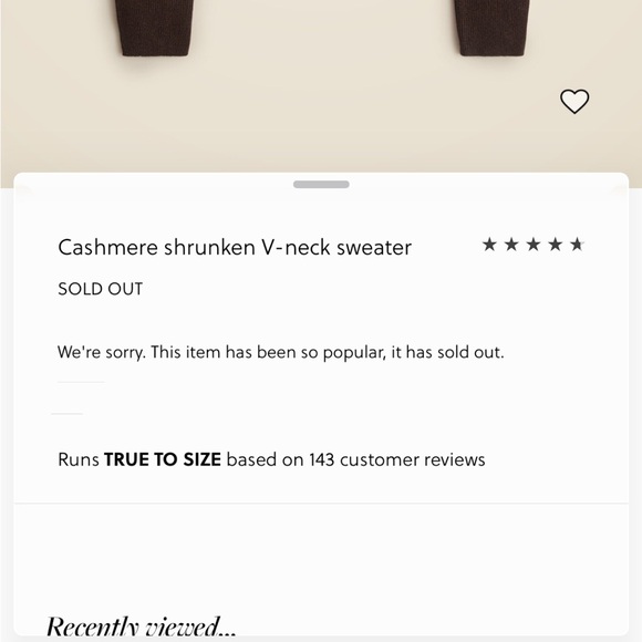 🦬 J. Crew Cashmere Shrunken V-Neck Sweater ~ Espresso - Picture 2 of 8